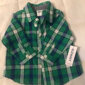 Old Navy Kids Checkered Shirt in Green and Blue